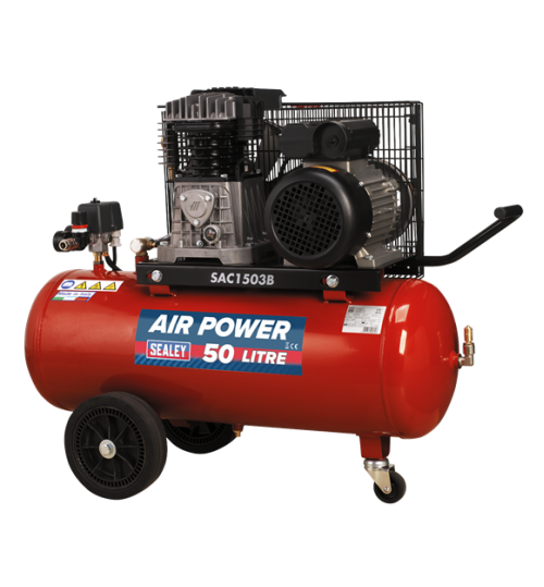 50L Belt Drive Air Compressor 3hp with Cast Cylinders & Wheels